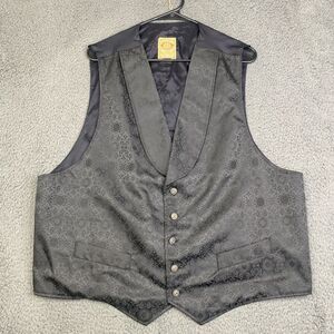 VTG Wah Maker Vest Men’s XXL Black AOP Geo Frontier Made USA Western Cowboy